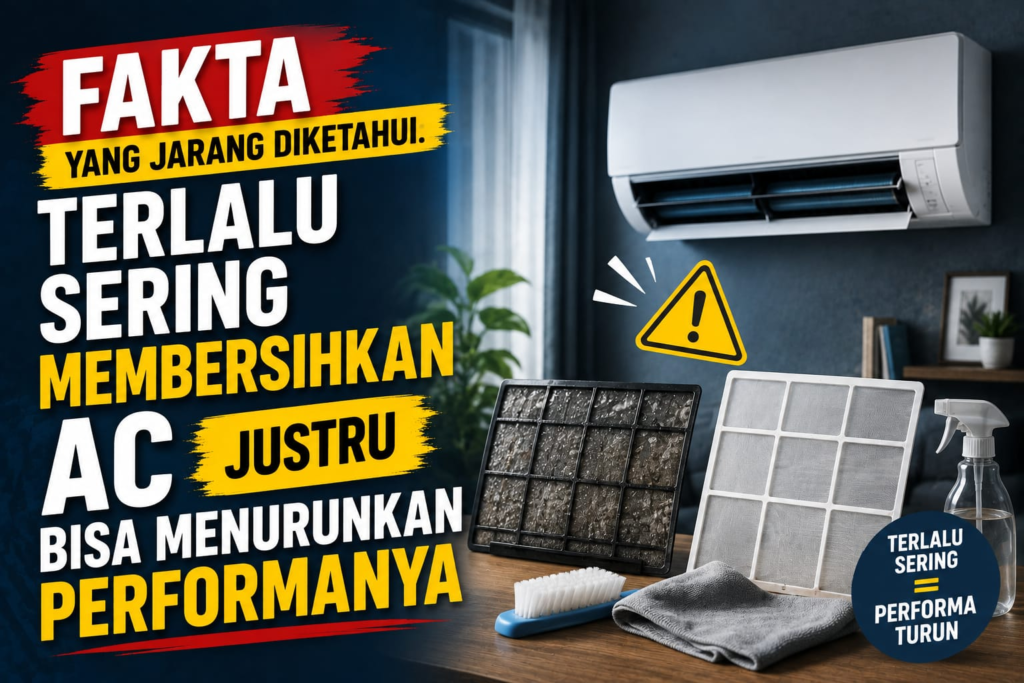Ilustrasi perawatan AC dan risiko terlalu sering membersihkan filter.