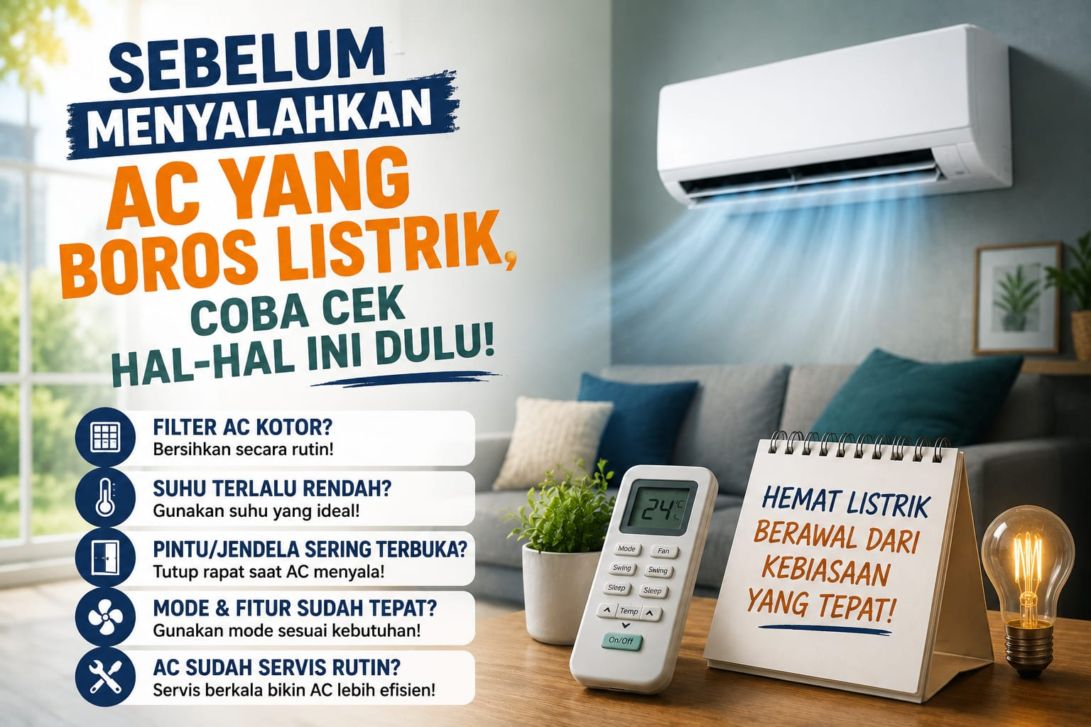 Sebelum Menyalahkan AC yang Boros Listrik, Coba Cek Hal-Hal Ini Dulu