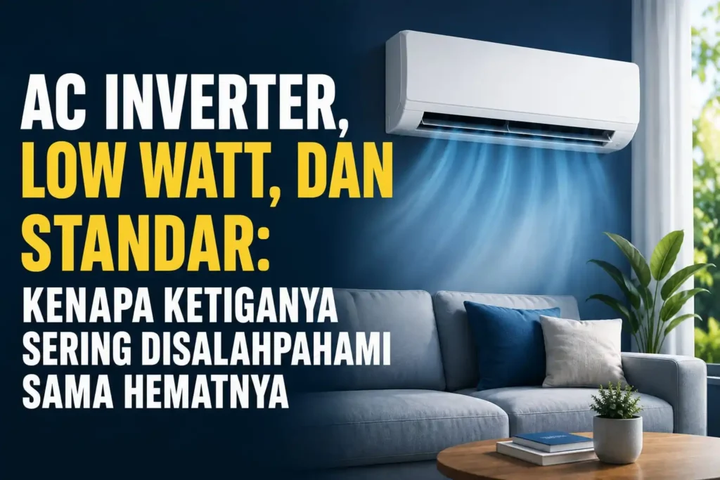 AC inverter, low watt, dan standar di ruang tamu modern