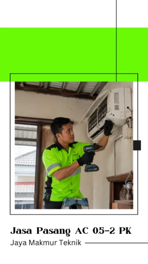 teknisi ac sedang mengebor dinding di area bekasi